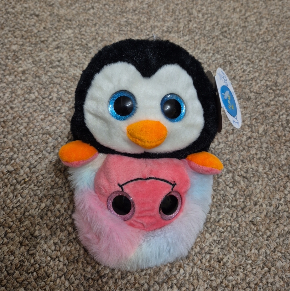 Wishpets Flip-A-Pet Original Reversible Plush Happy Penquin & Turtle New